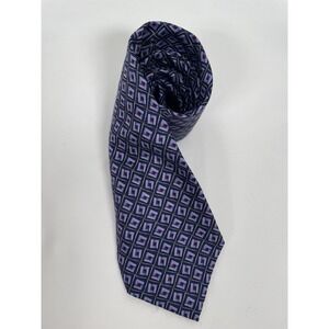 Ziggurat By Mulberry 100% Silk Geometric Diamond Pattern Neck Tie Hand Sewn